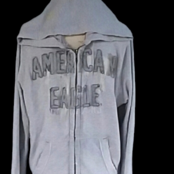 AE American Eagle Hoodie Gray Distressed - Picture 8 of 9
